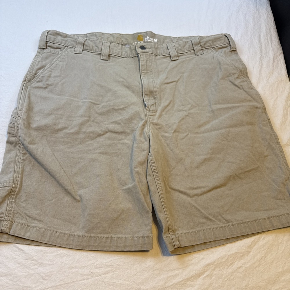 Carhartt Relaxed Fit Canvas Work Shorts Mens 44 Tan Khaki 102514 232